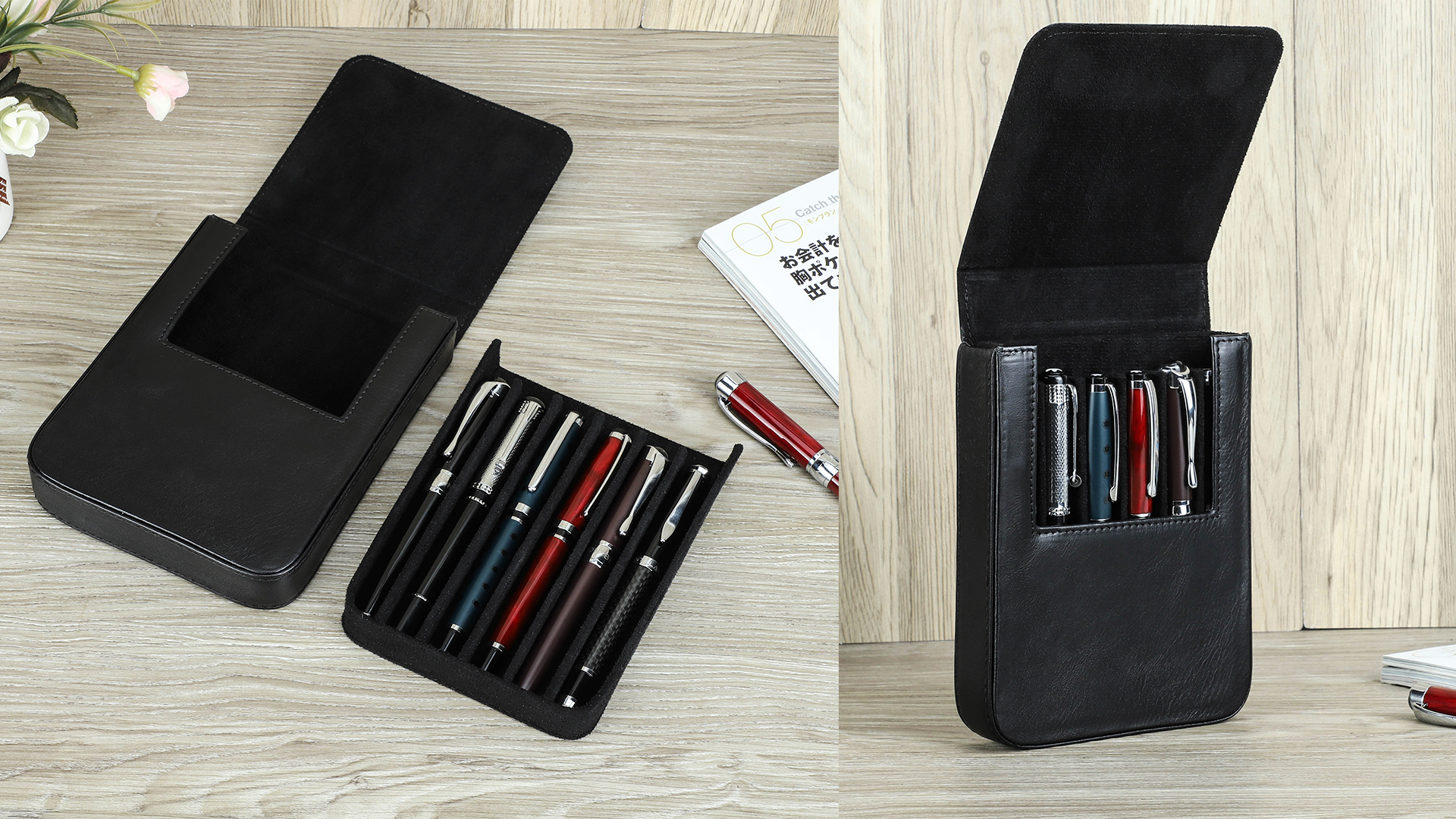 Amazon.co.jp: Contact's family ペンケース 革 筆箱 磁気分割デザイン